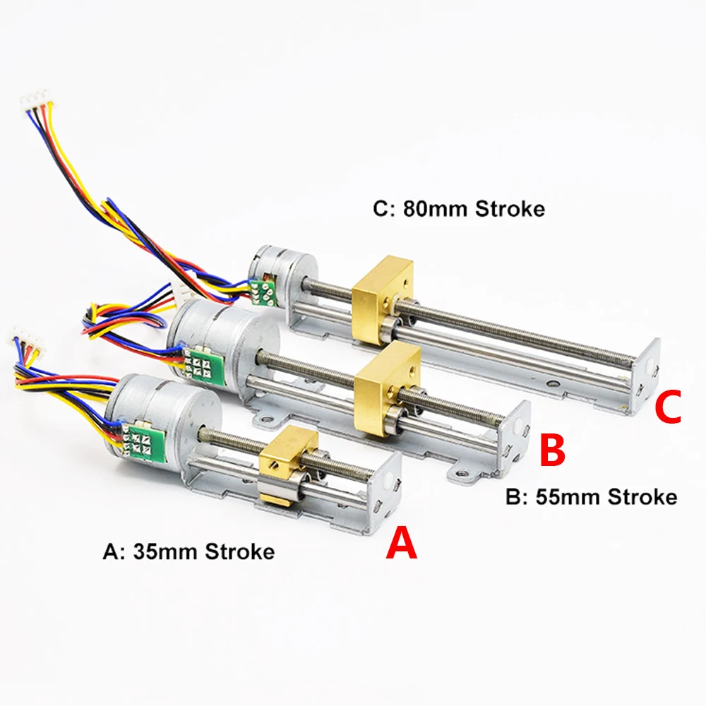 Stroke 35mm/55mm/80mm Linear Actuator Micro 15mm/20mm Two-phase Four-wire Stepper Motor With Copper Nut DIY XYZ 3D printer