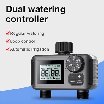 2-Outlet Automatic Water Timer Garden Irrigation Watering System Sprinkler Programmer Smart LCD Digital Watering Timer Tools 1