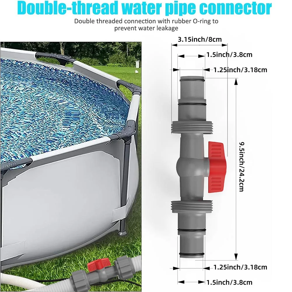 1PCS 풀 호스 커넥터 모래 필터 시스템 호스 커넥터 풀 호스 38/32 Mm 수영장 호스 커넥터 밸브가있는 스트레이트