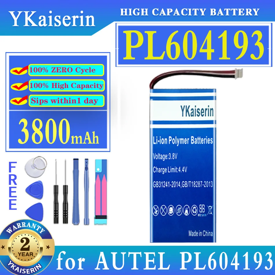 

Сменный аккумулятор ykaisсеребрин 3800 мАч/4000 мАч для AUTEL PL604193 TS508 TS408 TS601