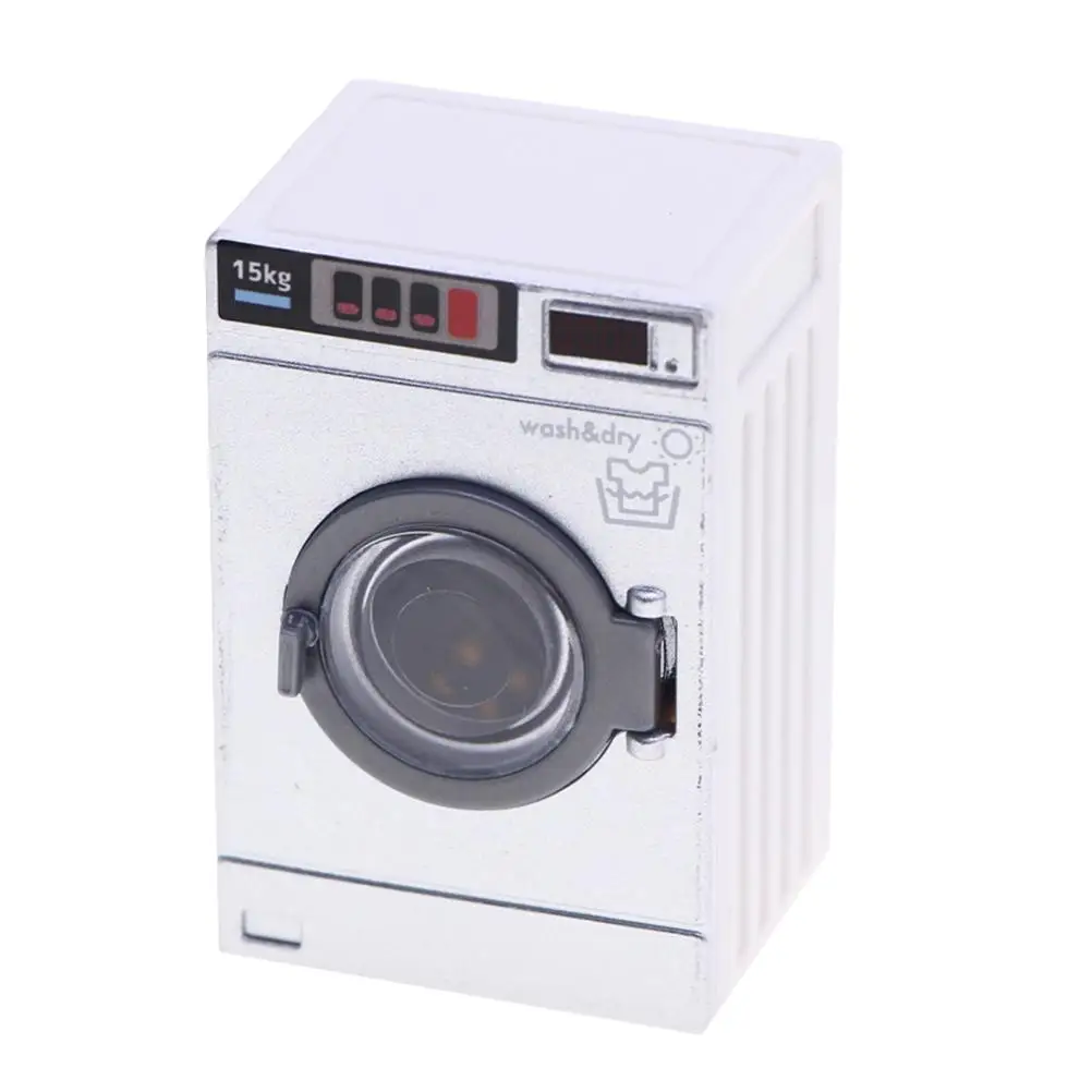Mini Washing Machine Model Dollhouse Toy Washer Dryer For Pretend Play Housekeeping Toys Role Games Decor Photo Props Miniature