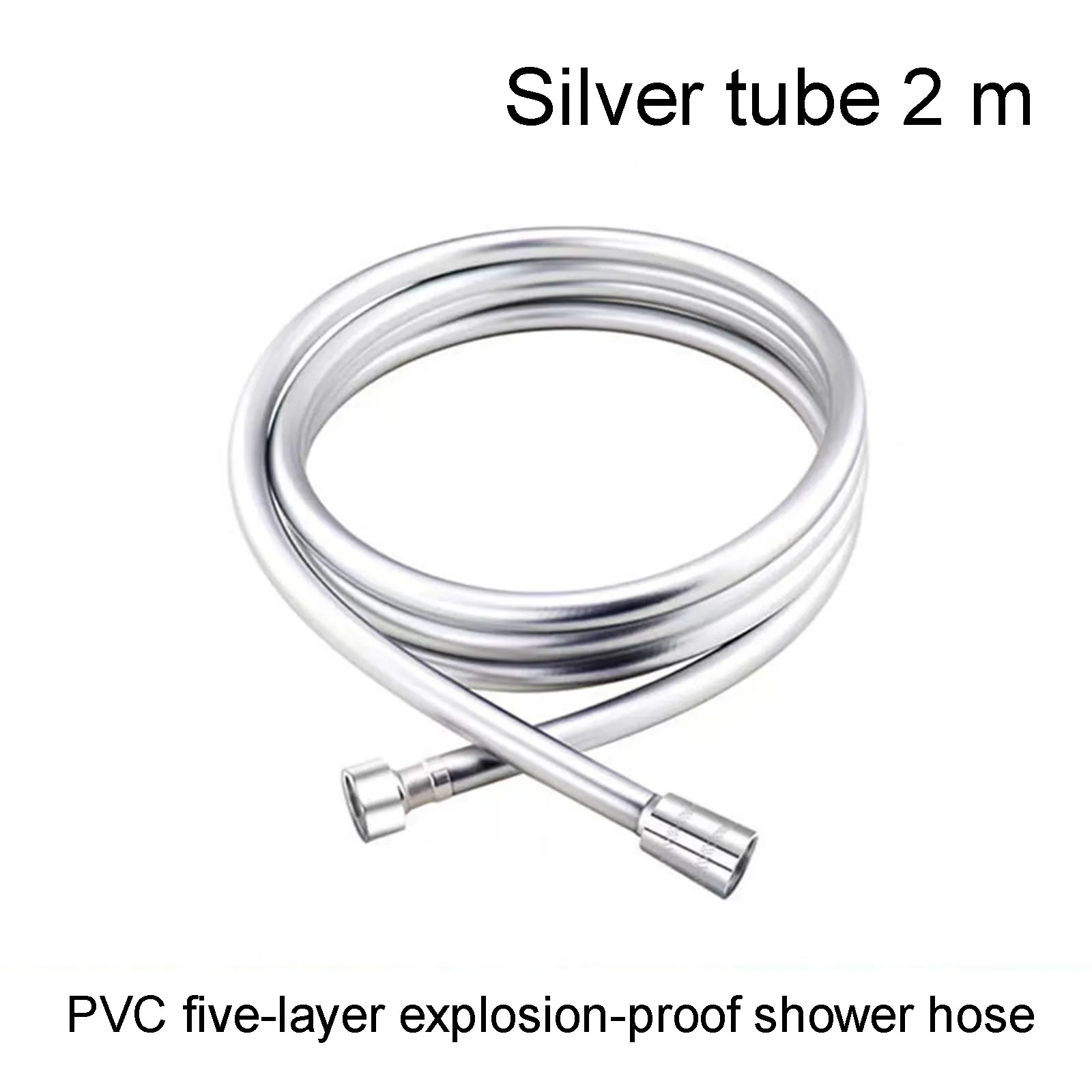 

2M PVC Silicone Shower Hose Twist-Proof Flexible Shower Head Hose GI/2 Universal Interface Bathroom Accessories Silver