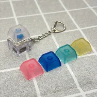 LED Keyboard Keychain Mechanical Button Fidget Key Switch Caps Finger Toys Relief Stress Small Gifts Car Key Ring For Adults 6