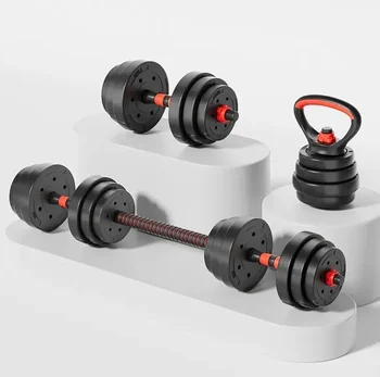 10kg-50kg Multifunction Home Gym Dumbbell Set Custom Logo Color Fitness Dumbbell and Barbell Made of Cement 1