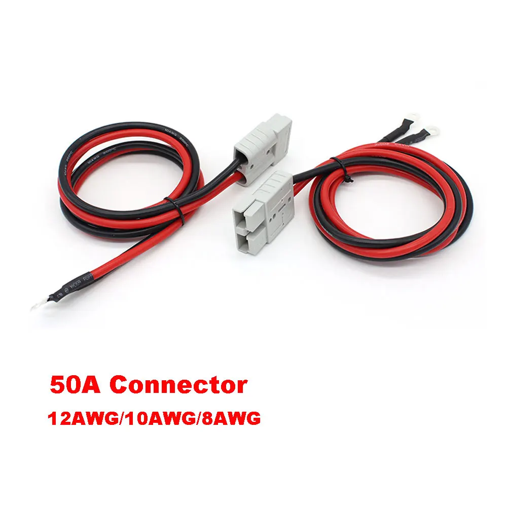 2 Stück 50A-Steckverbinder mit 12AWG/10AWG/8AWG 30cm Kabel, elektrischer Gabelstapler-Stecker, Schnellladeanschluss