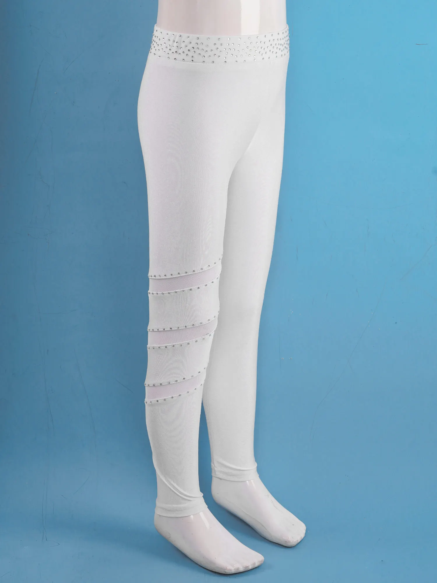 Kinder Mädchen Eiskunstlauf Tanzhose Glitzernde Strasssteine Elastischer Bund Leggings Workout Yoga Gymnastik Performance Kostüm – Detail 15