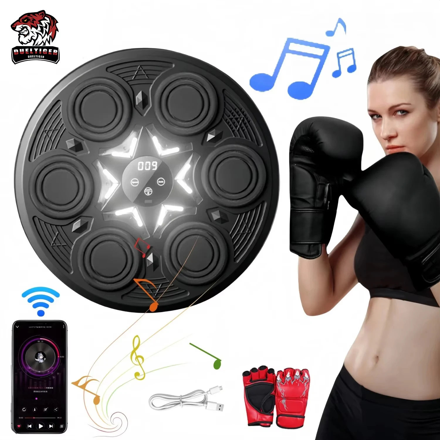 Music Boxing Machine Smart Bluetooth for Adult Children Sports Fitness Boxing Wall Target Muay Thai Reaction Trainer Children's