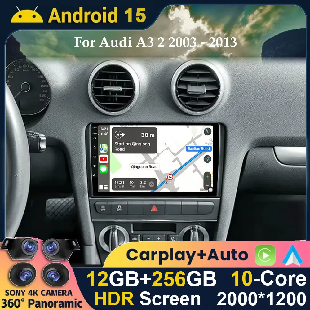 Fuluku - Estéreo de coche Android de 2 64 GB para Audi A3 2003-2012