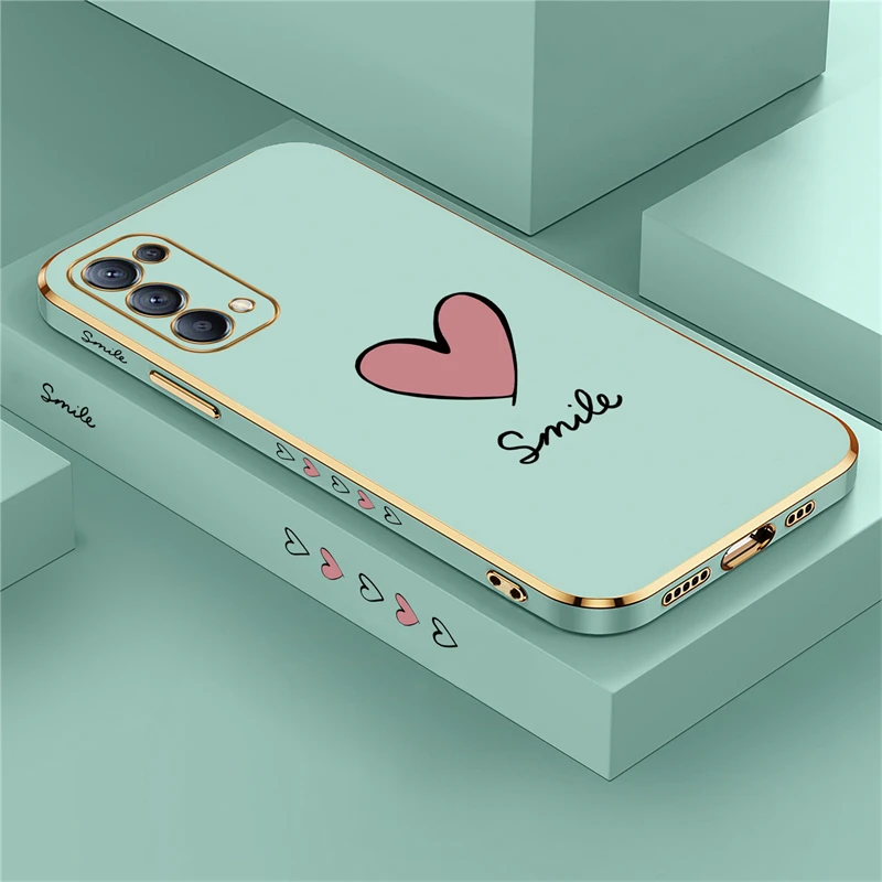 Luxury Plating Love Heart Soft Phone Case with Camera Protection Cover
