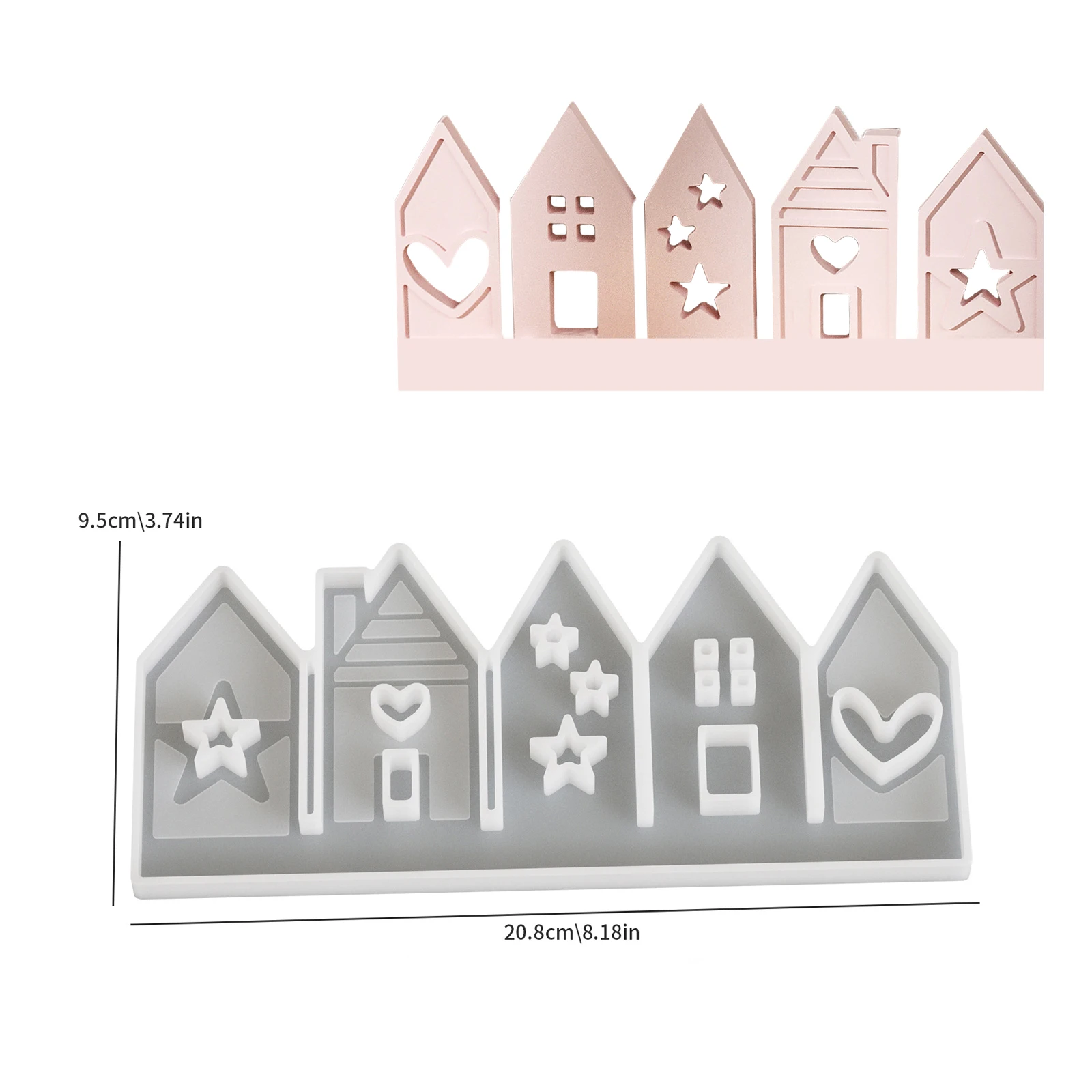 Houses Silicone Mold House Insert Ornament Hollow Light House Mold For Candle Tea Light Holder Insert Casting Decor