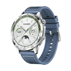 Premium 22mm Silicone & Woven Smartwatch Strap - Versatile Watchband Accessory for GT5 GT4 46mm (Blue)