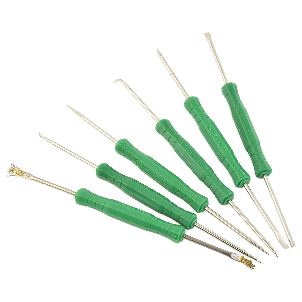 

6Pcs PCB Desoldering Aid Tool Kit Soldering Welding Aid Assist Tool Cleaning Repair Tool Scraper Awl, Brush, Fork, Hook