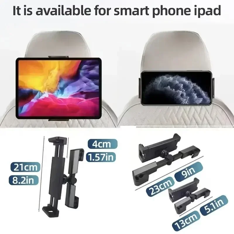 Phone Holder Telescopic Car Rear Pillow Phone Holder Mount Tablet Car Stand Seat Rear Headrest Mounting Bracket for Phone Tablet 4-12.9 Inch