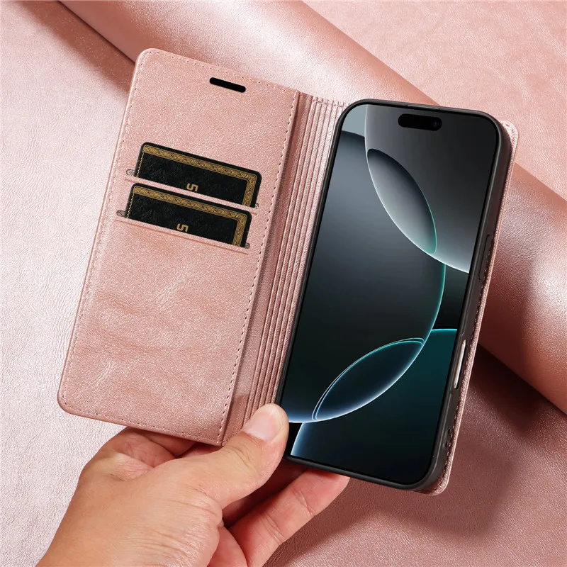Premium Flip Wallet Case: Double Folding Design with Anti-theft Technology and Magnetic Closure