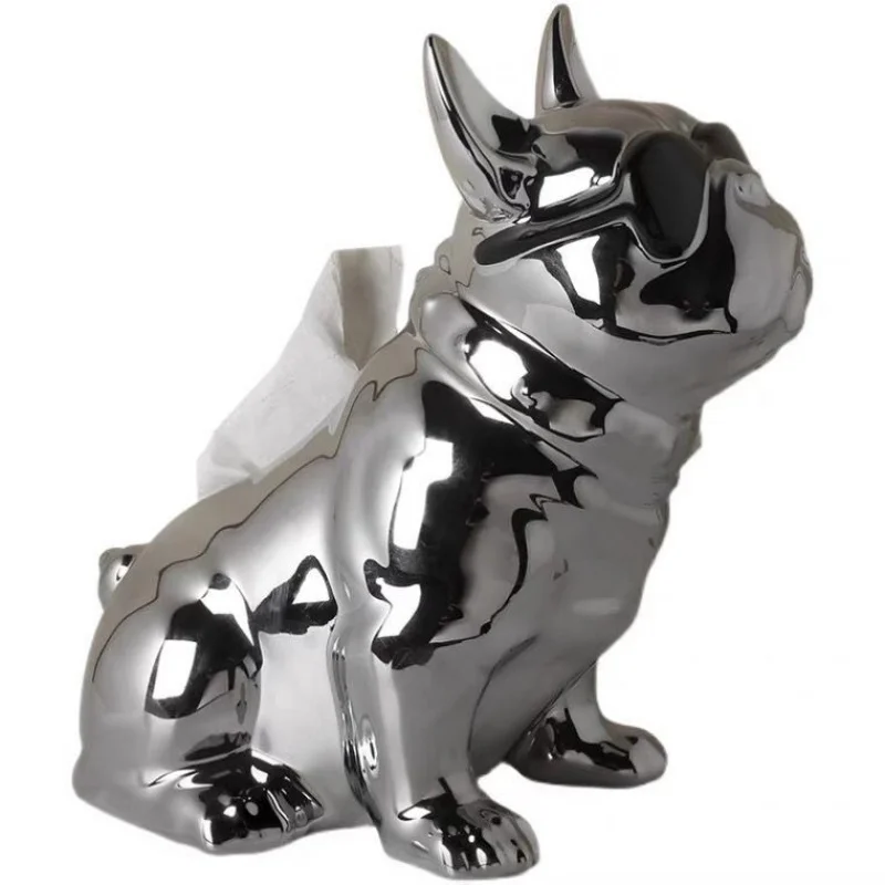 

Modern Bulldog Butler Storage Box Ceramics Statue Tissue Box Nordic Table Sculpture Decoration Dog Figurine Ornament Home Decor