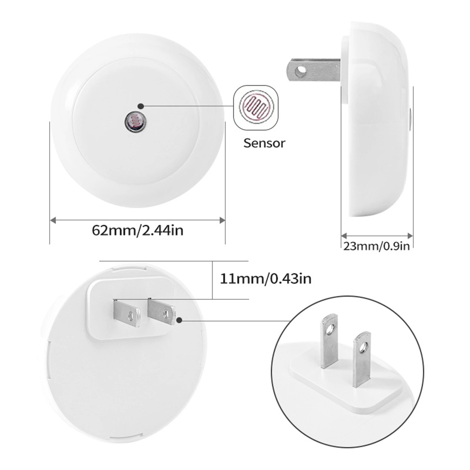 Sensor bedside lamp wall lamp eye Plug in Night light intelligent light control care energy-saving lamps Home night