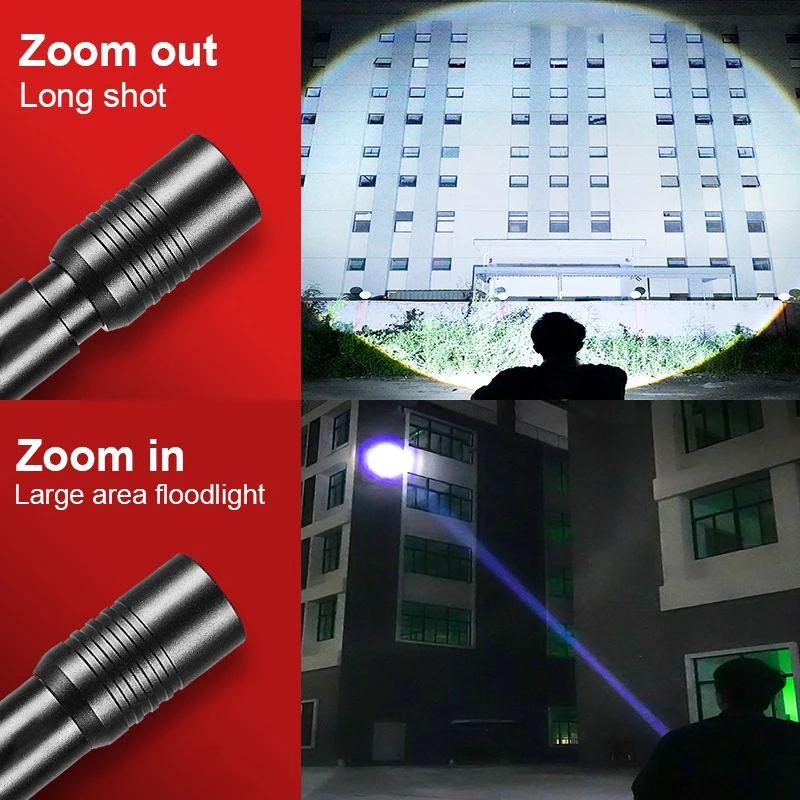 2023 군사 전술 손전등 줌 장거리 전술 램프 Led 손전등 강력한 토치 야외 순찰 사냥 랜턴