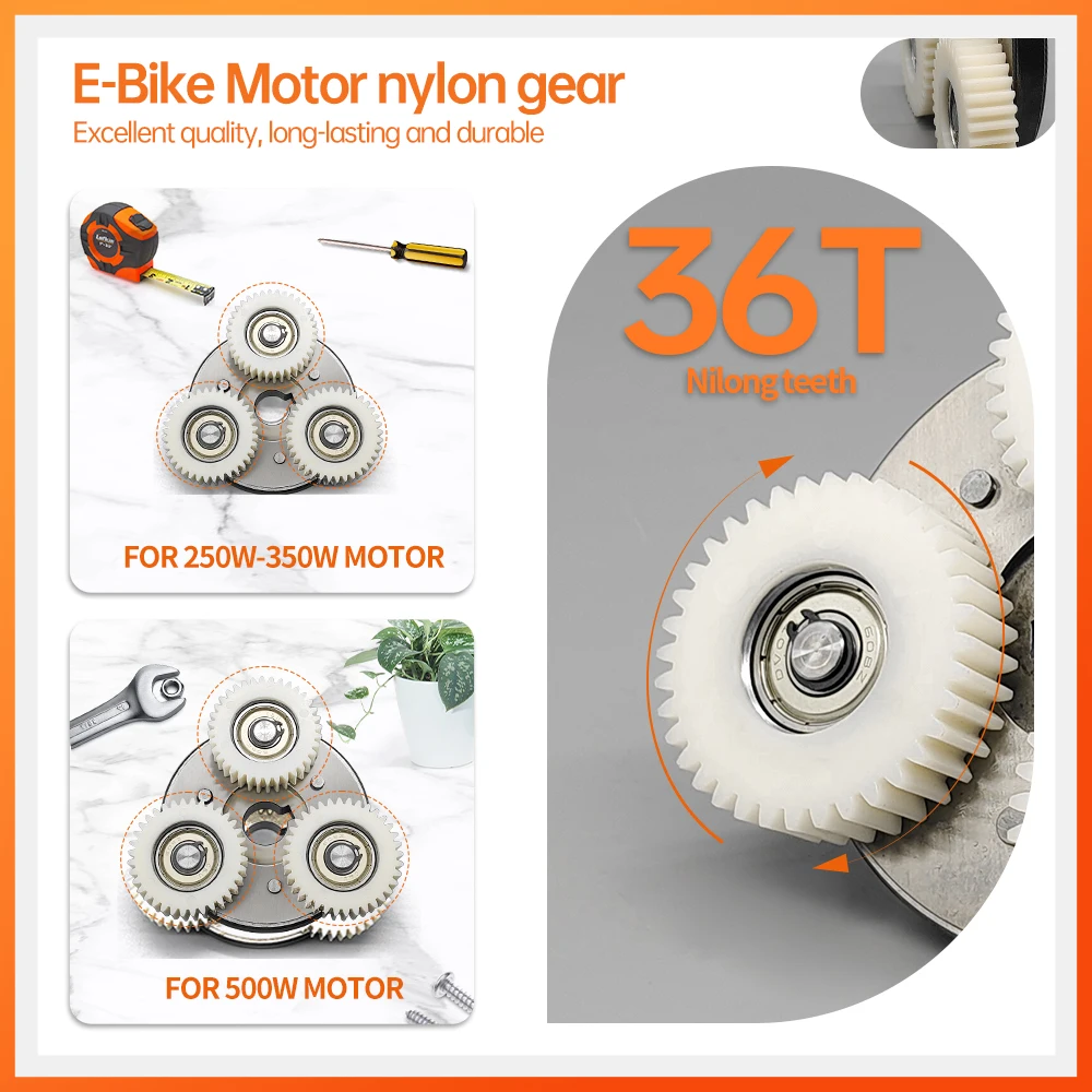 Enhanced E-Bike Planetary Gear Bearing Hub Clutch Kit, 36T Nylon 608 Ball Bearing