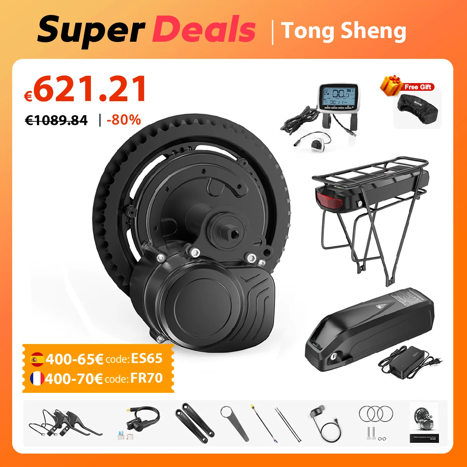 Tongsheng TSDZ2B TSDZ2 Ebike Kit 36V 48V 250W 500W Motor Koppel Sensor