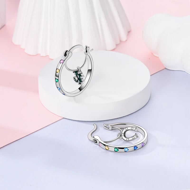 S49fec3b1654b4b8ea80beaf955edb07cz Original 925 Sterling Silver Green Clover Ladybug Earrings Women Zircon Ear Studs Hoop Earring Anniversary Jewelry Gift Mallzona