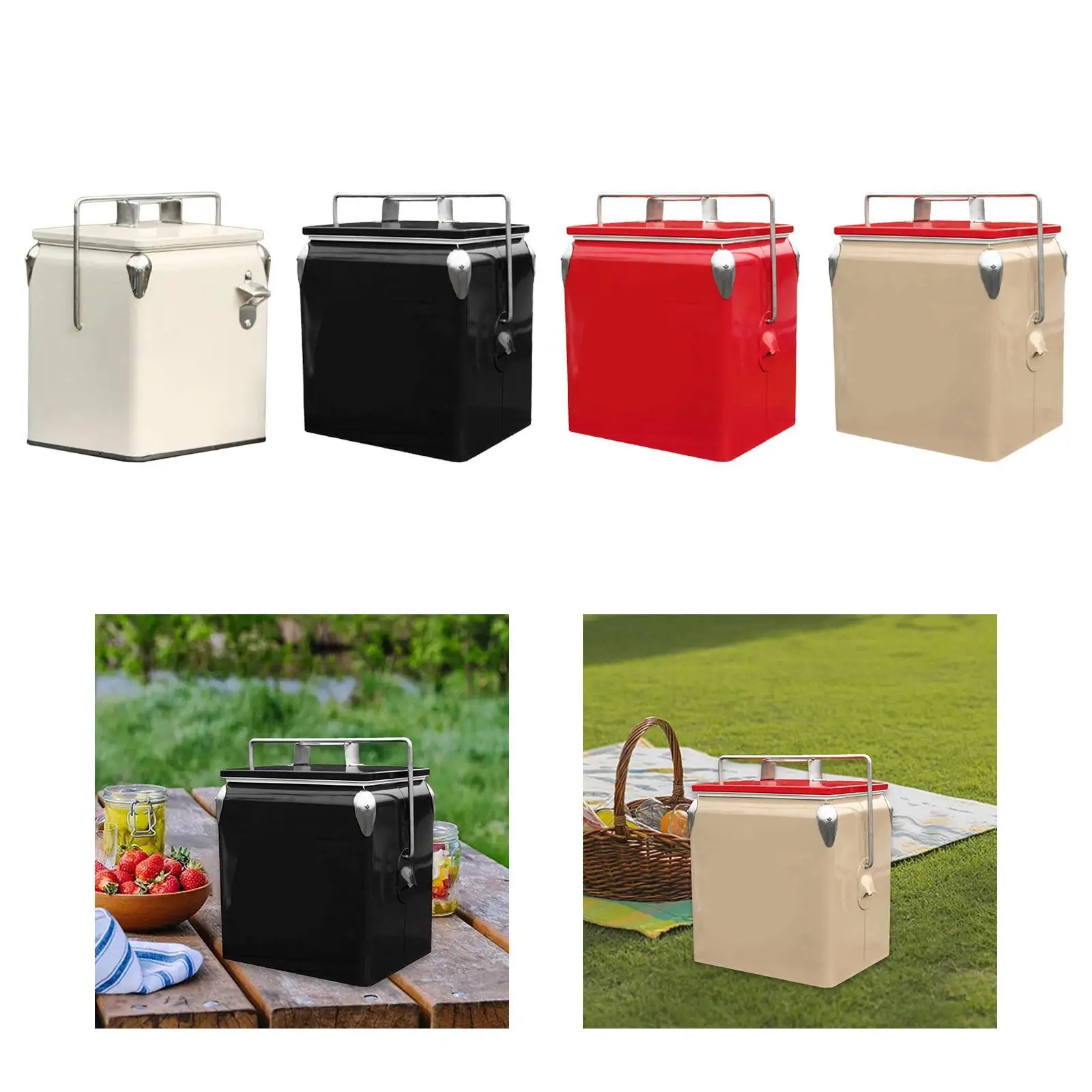Cooler Box Portable Vintage Design Insulated Box for Camping BBQ Boat
