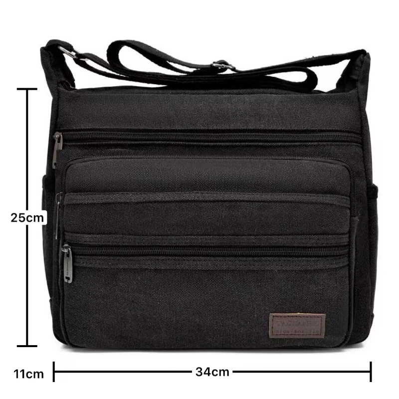 Men's Luxury Canvas Sling Bag – Casual Crossbody Travel Messenger with Multi Pockets and Large Capacity