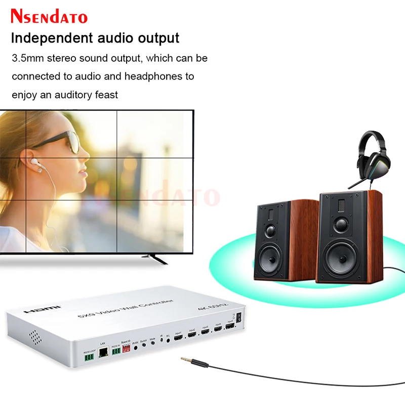 4K 60H 5X9 HDMI Video Wall Controller Processor Splicer 2x2 3x3 1x5 1x6 1x7 1x8 1x9 HDMI TV Video Splicer splitter Switch RS232