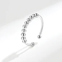 KASANIER S925 Sterling Silver U Shape Fidget Rotate Freely Beads Spiral Rings For Women Men Anxiety Antistress Spiral Beads Gift 2