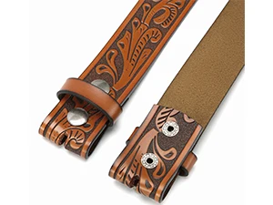 CHAOREN Western-Gürtel für Herren ohne Schnalle, Cowboy-Gürtel, Vollnarbenledergürtel für Jeans, einfarbiges Leder – Detail 4
