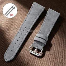 Premium Suede Watch Strap - Quick Release Sport Bracelet - 22mm (Grey Silver)