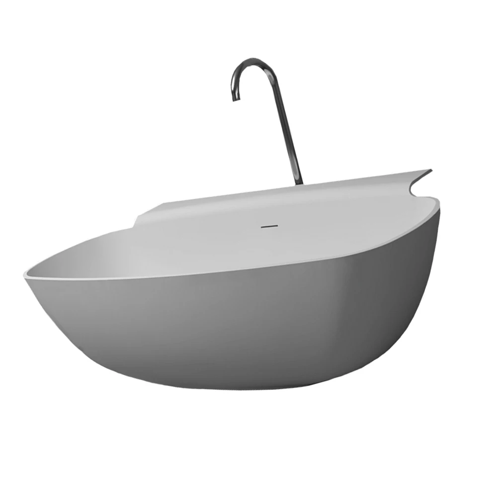 1580X820X600mm Solid Surface Stone Acrylic Bathtub Freestanding Floor Mounted Integrated Corian Tub WD021