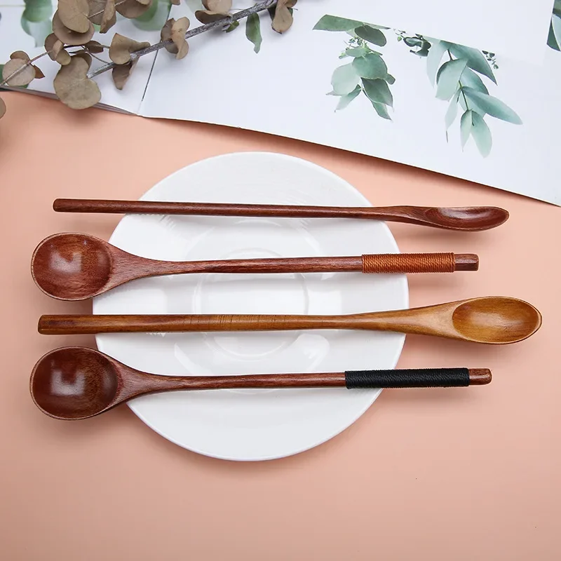 Handmake Spoon Long Handle Coffee-Spoon Tea Scoop Japanese Style Dessert-Spoon Wooden-Spoon Mixing Stirring Spoon for Tea Coffee wooden spoon