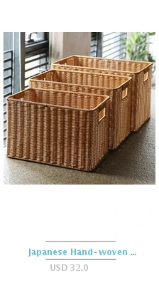 Description Picture 3 of itemHandwoven Storage Baskets Sundries Organizer with Lid Rectangular Cosmetics Box Clothes Laundry Basket Towel Toys Container