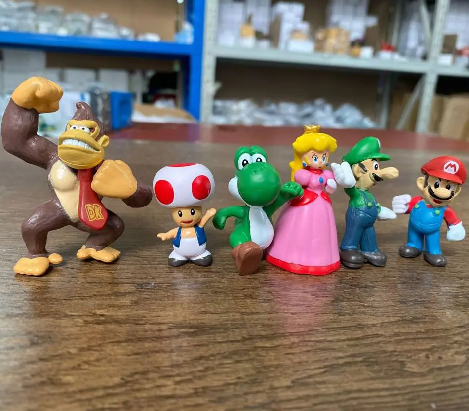 Figurine Super Mario Bros 4-7cm en PVC, Luigi, Yoshi, Matkey Kong, pièce  plus lente pour enfants, cadeaux d'anniversaire - AliExpress