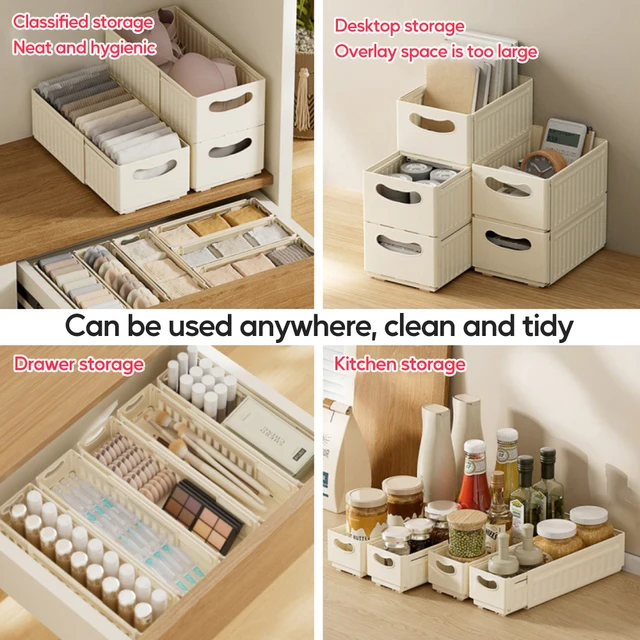 Organisateur de tiroir rétractable, boîte de rangement d'armoire réglable, organisateurs de cuisine empilables, boîte de rangement de tri pour la maison 1/3 pièces 5