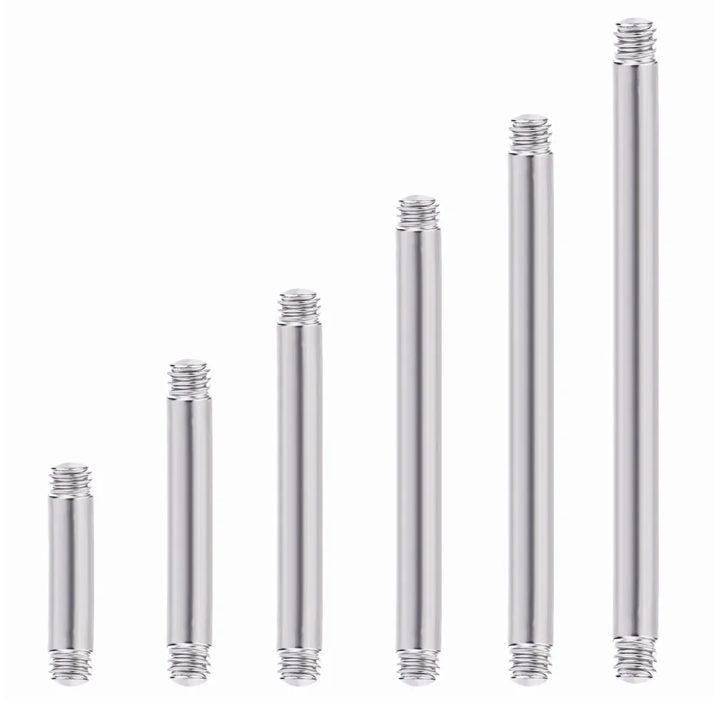 20pcs a Set Surgical Steel Threaded Barbell Bar Replacement for Tongue Earring Piercing Body Jewelry 14G 16G (Mix 20pcs)