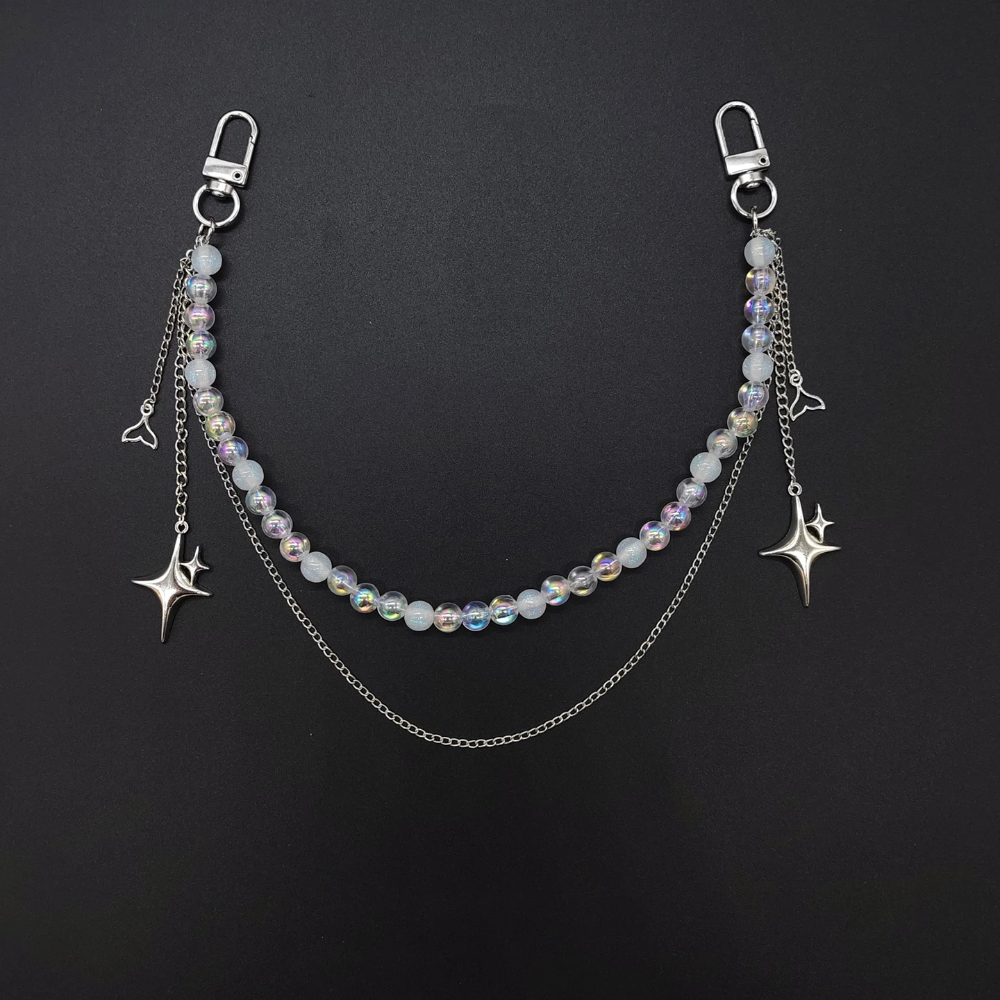 Detachable ITA Bag Double Chain Iridescent Bead Tail Pendant DIY Bag Decorative Chain Pain Bag Charm Fashion Waist Chain