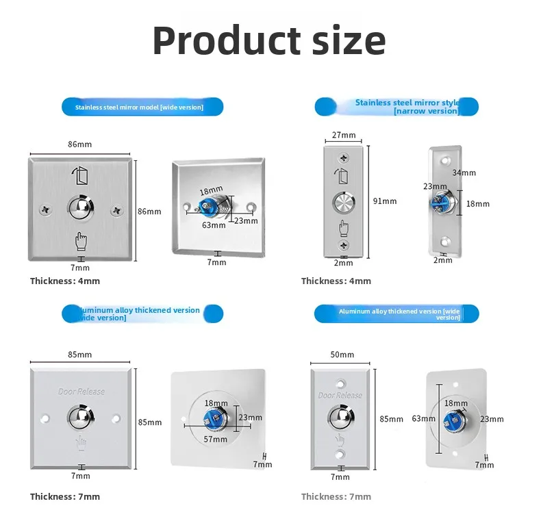 KOB stainless steel waterproof access control switch normally open and normally