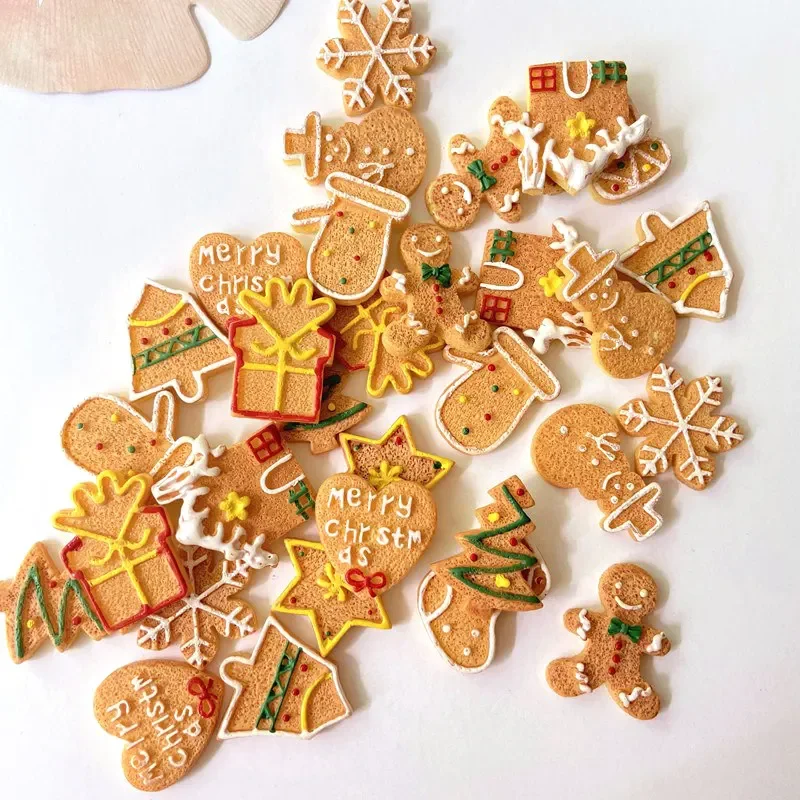 Christmas Series Resin Flat Back Scrapbooking DIY Baby Headwear Home Decoration Bow Ornament Accessories 10Pcs/set