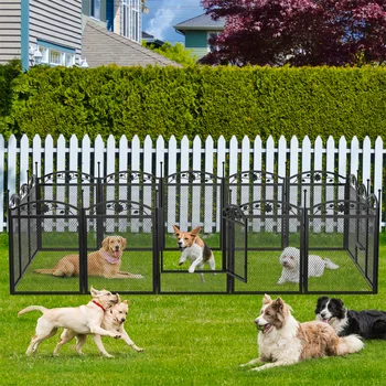 8 Panels DIY Heavy Duty Dog Playpen Pen Outdoor Indoor Dog Puppy Metal Fence with Waterproof Fertility Pad for Whelping,Training 2