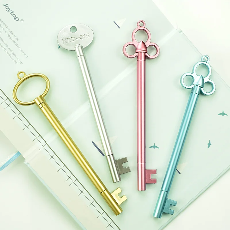 4Pcs/lot Vitage Keys Design Gel Pen Set Kawaii Stationery Pens Canetas Material Escolar Office School Supplies Stationary Gifts