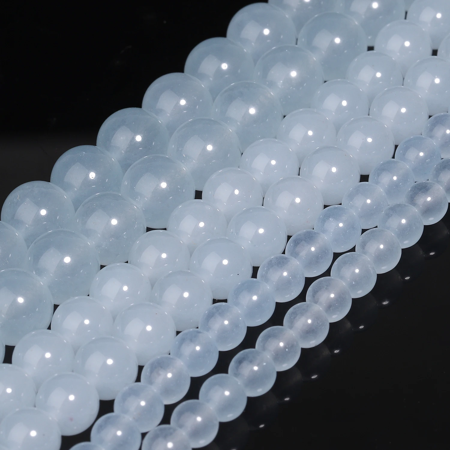 Lake Blue Natural Chalcedony Round Beads for Handmade Jewelry and Gifts
