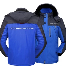 

New Winter Fashion Corvette Logo Men's Fleece Waterproof Jackets Thicken Hoodies Zipper Warm High Quality Outwear