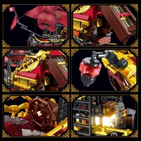 2088pcs Queen Annes Revenge Pirate Ship Building Blocks with LED Creative Red Pirate Boat Model Bricks Toys for Adult Kids Gifts 3