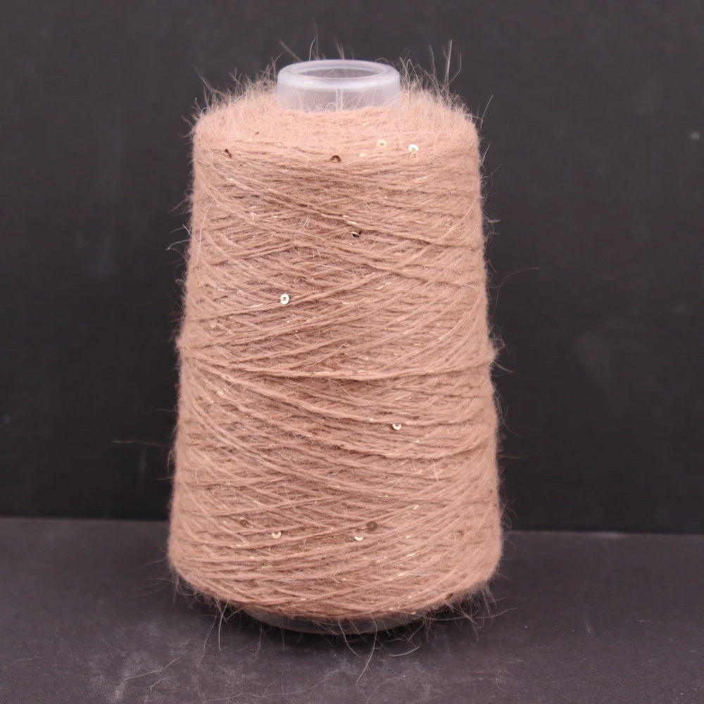 100g 600m Angora 2mm sequin lurex yarn Angora rabbit hair cashmere wool long mink yarn Soft fluffy 2
