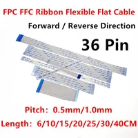 สายแบนแบบยืดหยุ่น AWM 20624 80C 60V FPC FFC จำนวน 10 เส้น ขนาด 36 พิน ระยะห่าง 0.5 มม. 1.0 มม. สาย A ความยาว 6/10/15/20/25/30/40 ซม. แบบกลับด้านได้ 1