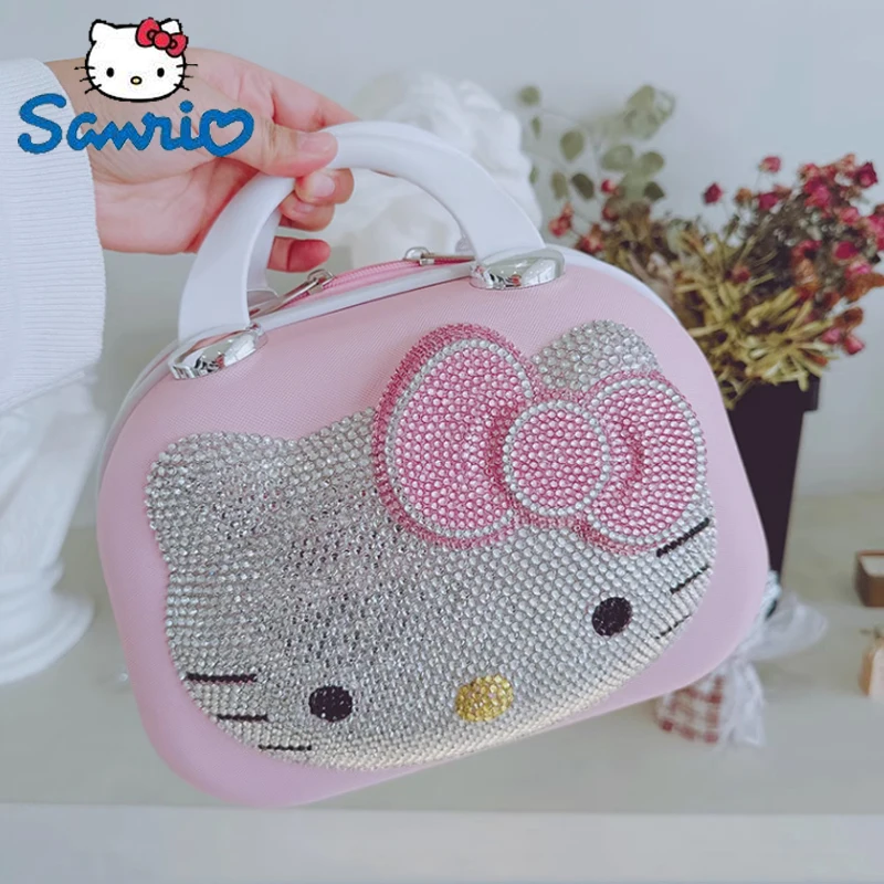 

Sanrio Hello Kitty Cute Suitcase Cartoon Travel Cosmetic Case Large-capacity Multi-functional Simple With Lock Anime Gift Toys