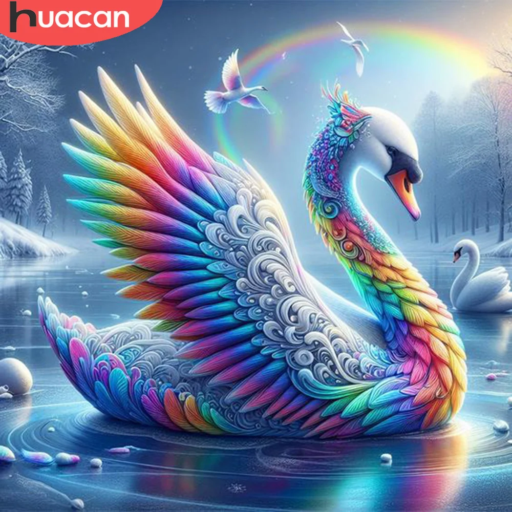 Huacan Diamond Painting Kit Adulti E Bambini, 30x40 Cm Con Piume E Diamanti, Tela Autoadesiva, Fai Da Te