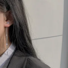 

1 Pair Luxury Fashion Diamond Tassel Earrings Trendy Shiny Rhinestone Female Earrings Simple Butterfly Women Dangle Earrings