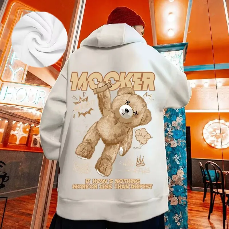Hooded Sweater Men's Trendy Brand Large Size M-8XL Men's Autumn And Winter Style Plush And Thick Fat Hip-hop Pullover Jacket